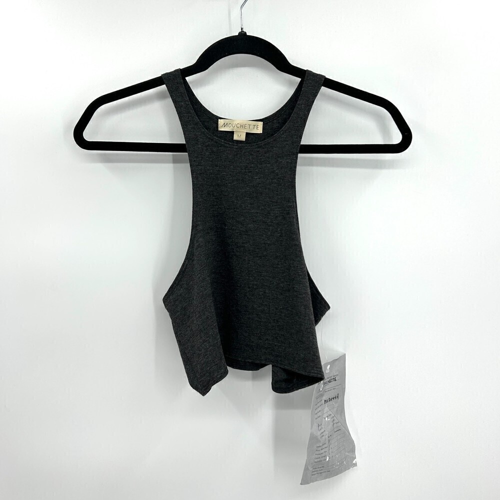 NWT URBAN OUTFITTERS Mouchette Dark Gray Racerback Stretch Crop Top Size Medium